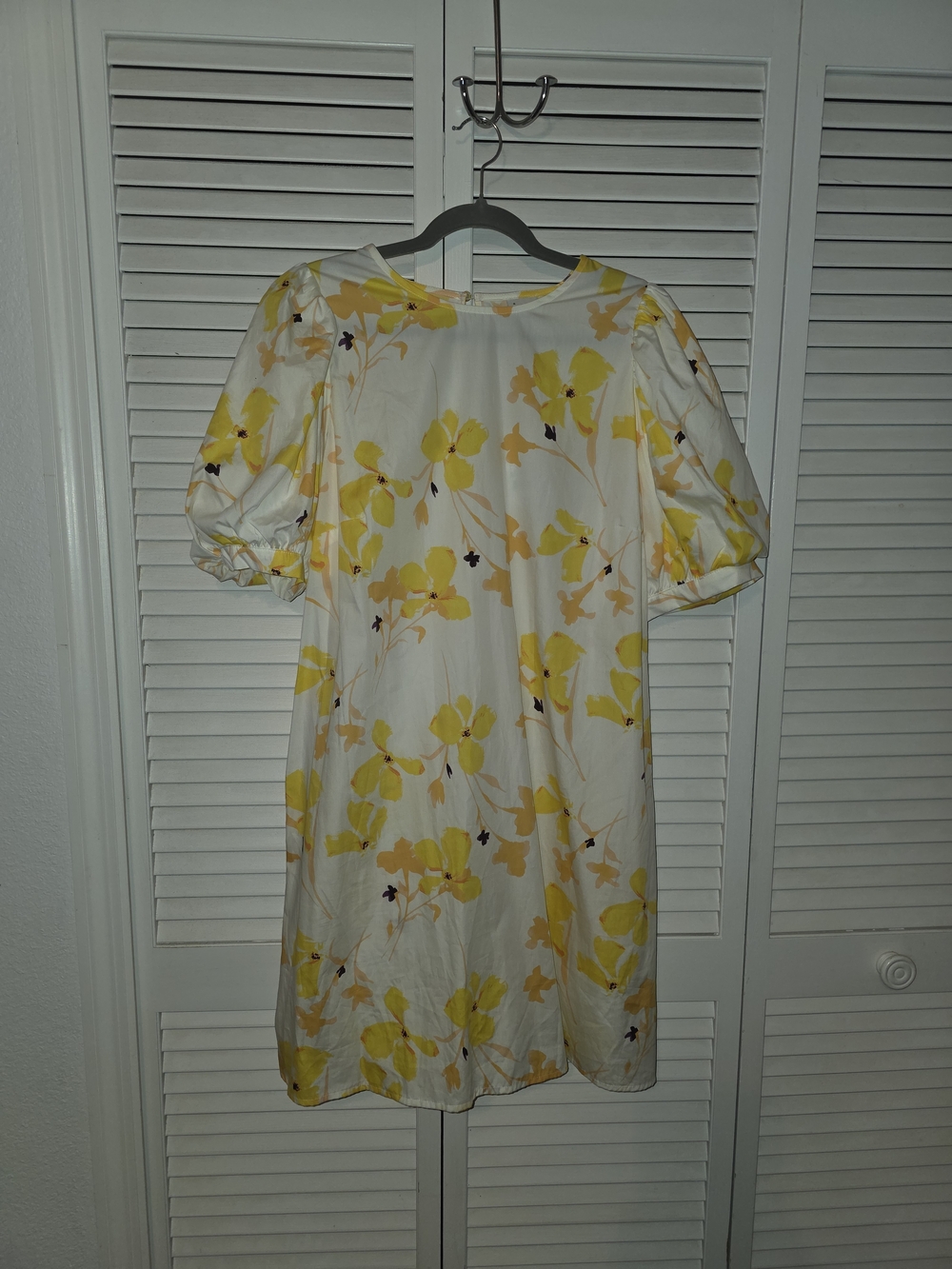 a new day White Dress with Yellow Floral Print